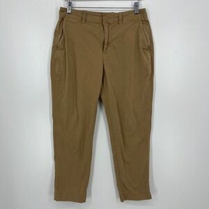 Gap Downtown Khaki Tan Brown Straight Leg Chino Pants Womens 10 Stretch Cotton
